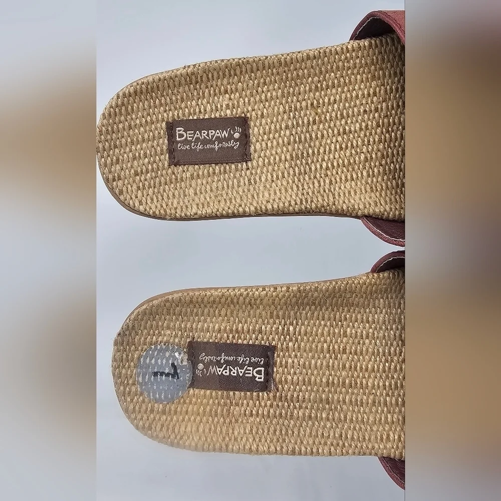 Bearpaw Women's Cedars Wine Faux Leather Slide Sandals Lightweight Casual Size 7